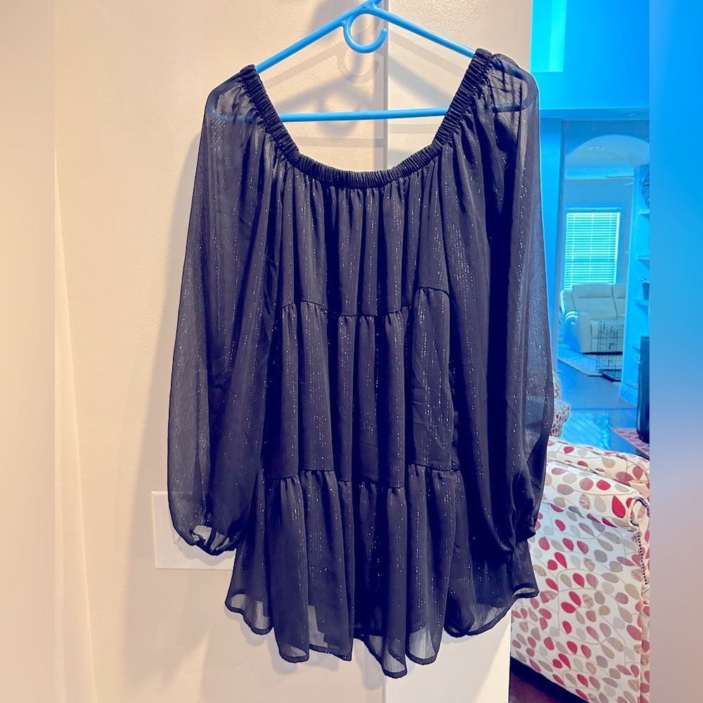 Elegant Black Sheer Women's Top